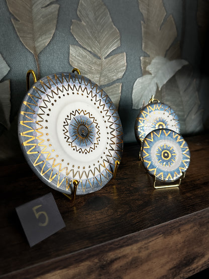 Trittico Occhio di Protezione in Ceramica e Lustro Oro