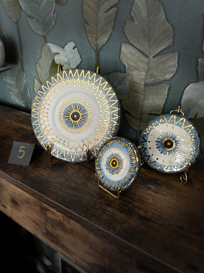 Trittico Occhio di Protezione in Ceramica e Lustro Oro