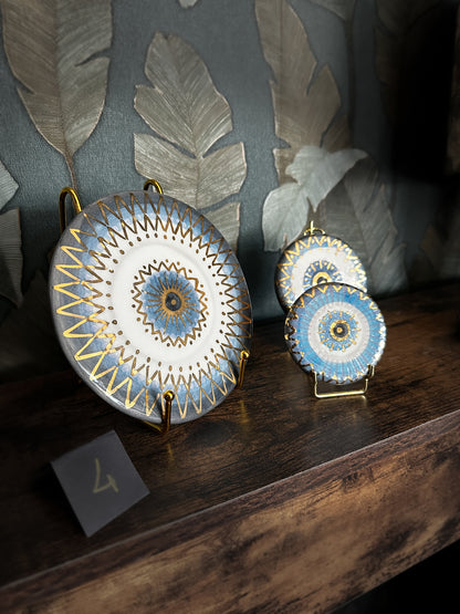 Trittico Occhio di Protezione in Ceramica e Lustro Oro