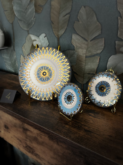 Trittico Occhio di Protezione in Ceramica e Lustro Oro