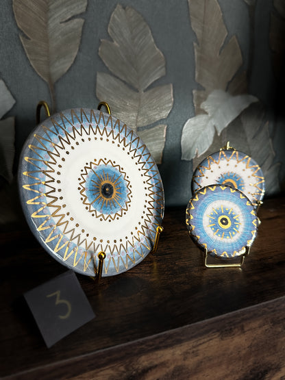 Trittico Occhio di Protezione in Ceramica e Lustro Oro