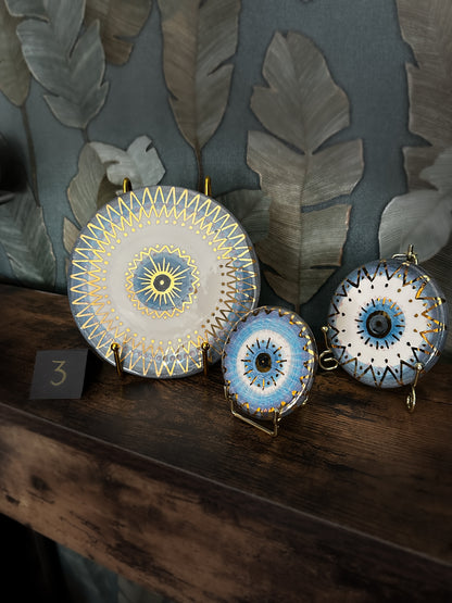 Trittico Occhio di Protezione in Ceramica e Lustro Oro
