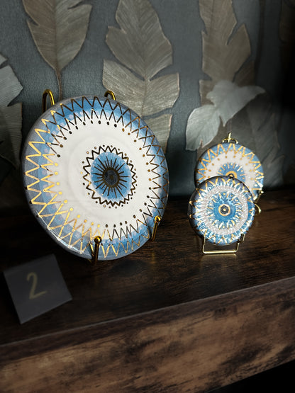 Trittico Occhio di Protezione in Ceramica e Lustro Oro