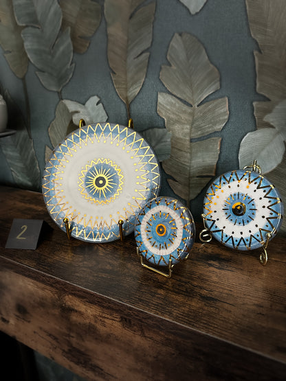 Trittico Occhio di Protezione in Ceramica e Lustro Oro