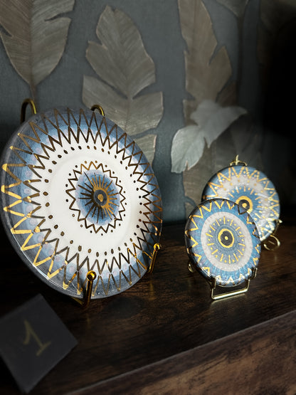 Trittico Occhio di Protezione in Ceramica e Lustro Oro