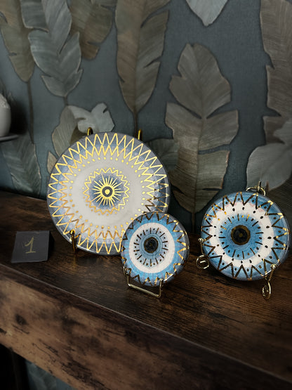Trittico Occhio di Protezione in Ceramica e Lustro Oro