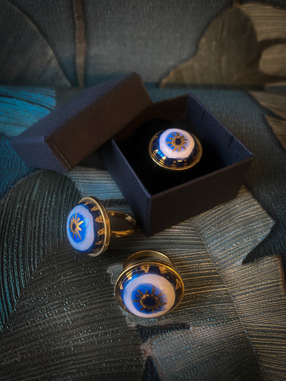 Gold Nazar Eye | Ciondolo e Anello Protezione occhio in ceramica