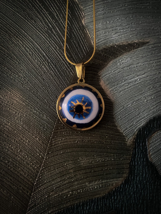 Gold Nazar Eye | Ciondolo e Anello Protezione occhio in ceramica