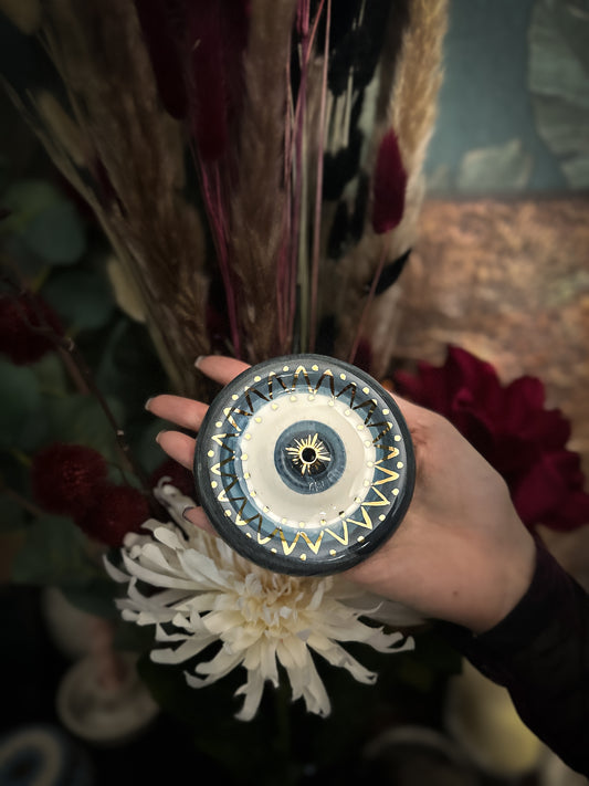 Porta incenso Occhio di Protezione Nazar in ceramica e lustro oro