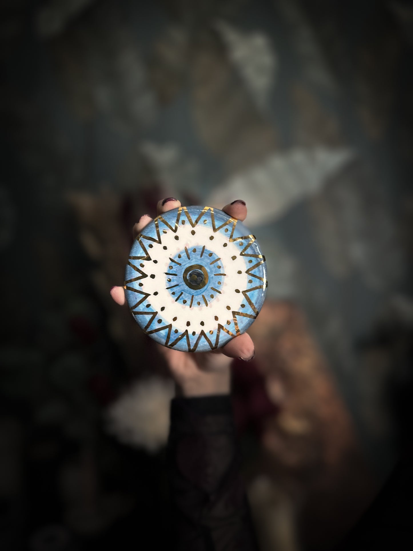 Trittico Occhio di Protezione in Ceramica e Lustro Oro