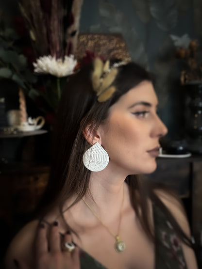 Boho Drop |Coppia di Orecchini grandi a goccia con texture in ceramica
