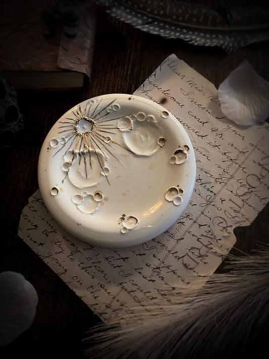 White | Piattino Luna in Ceramica