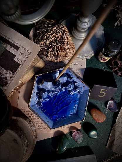 Hexagonal Sapphire Sky | Piattino portagioie e portaincenso in Ceramica