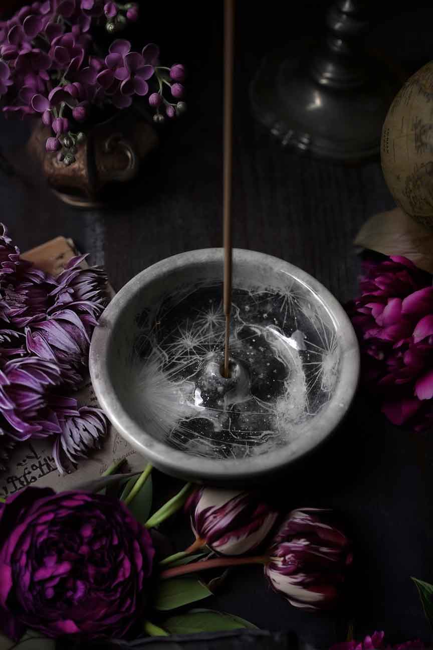 Silver Moon | Porta Incenso Luna in Ceramica
