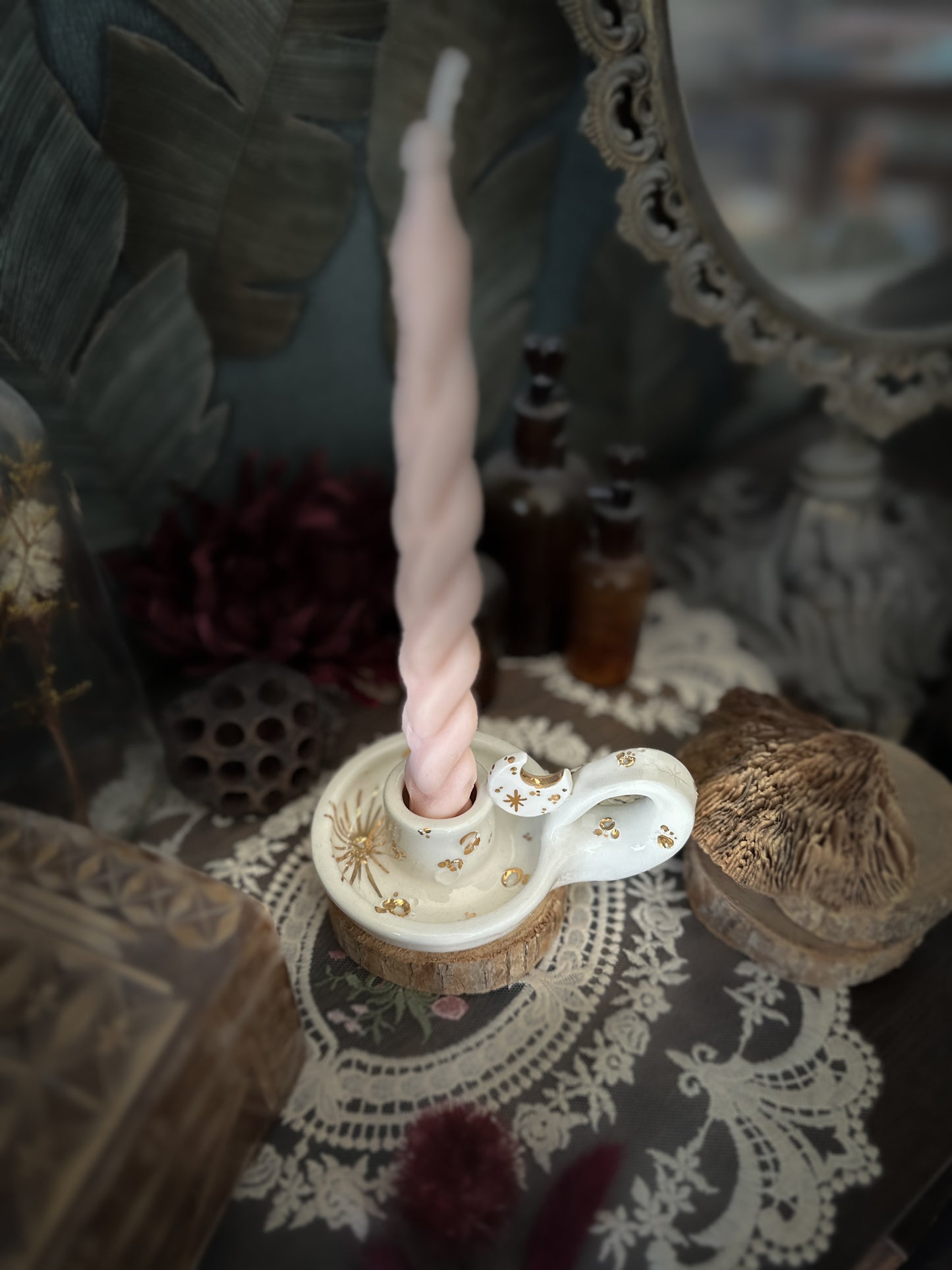 Lunar Candle Keeper – Porta Candela in Ceramica e Lustri con Candela