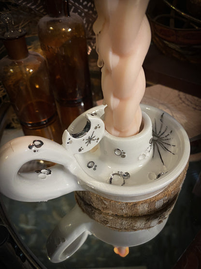 Lunar Candle Keeper – Porta Candela in Ceramica con Candela