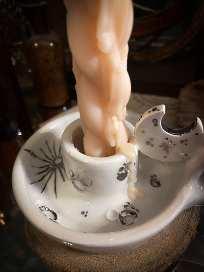 Lunar Candle Keeper – Porta Candela in Ceramica con Candela