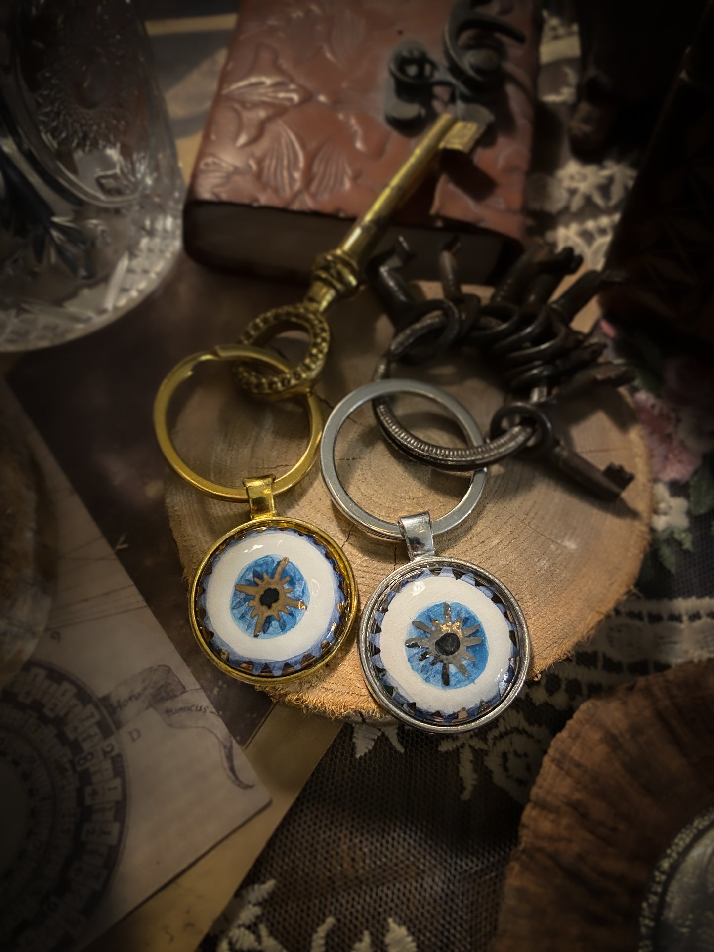 Nazar Eye Keyrings | Portachiavi in Ceramica e Lustri Oro e Platino