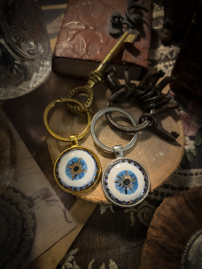 Nazar Eye | Portachiavi in Ceramica e Lustri Oro e Platino