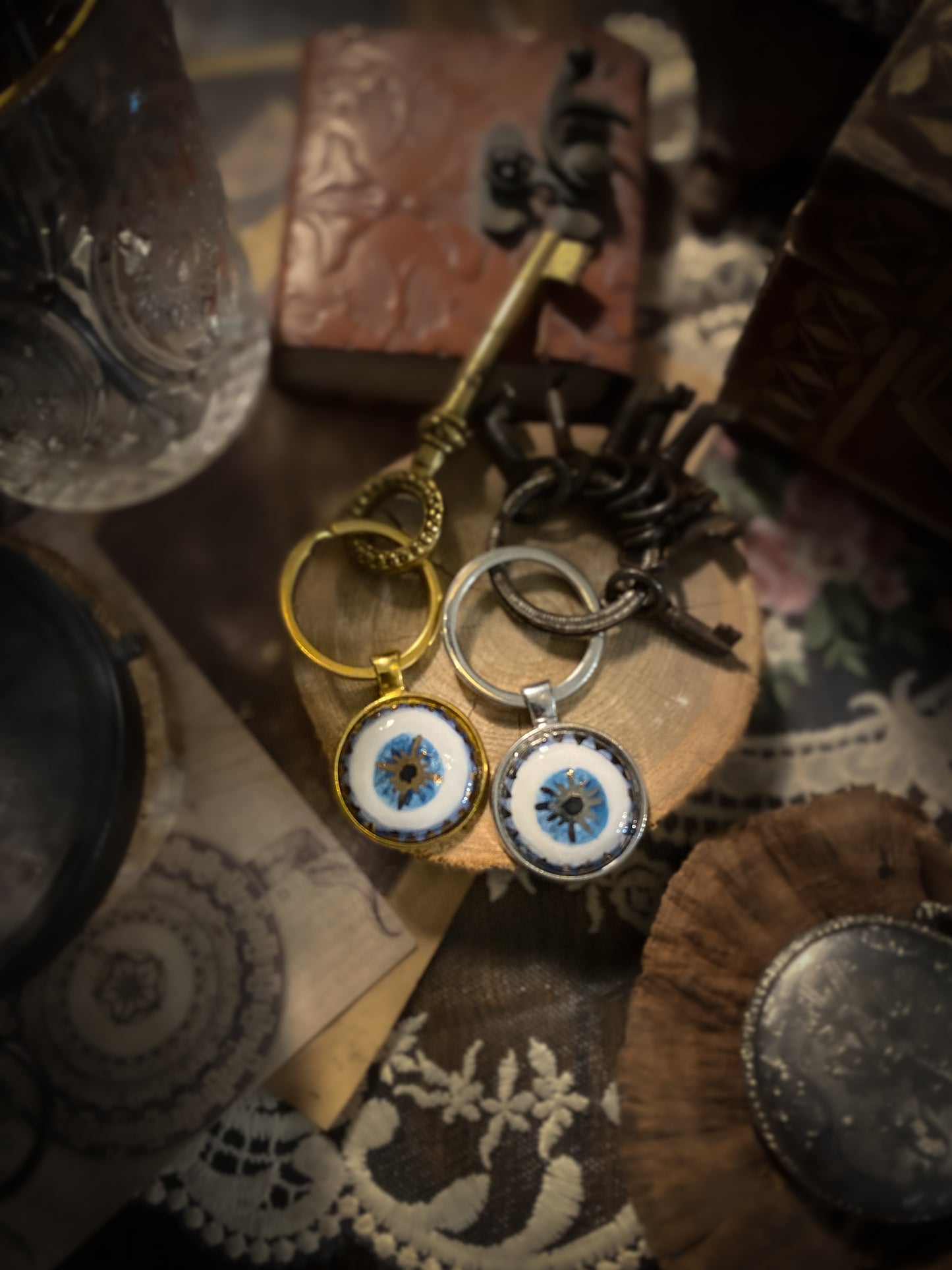 Nazar Eye Keyrings | Portachiavi in Ceramica e Lustri Oro e Platino