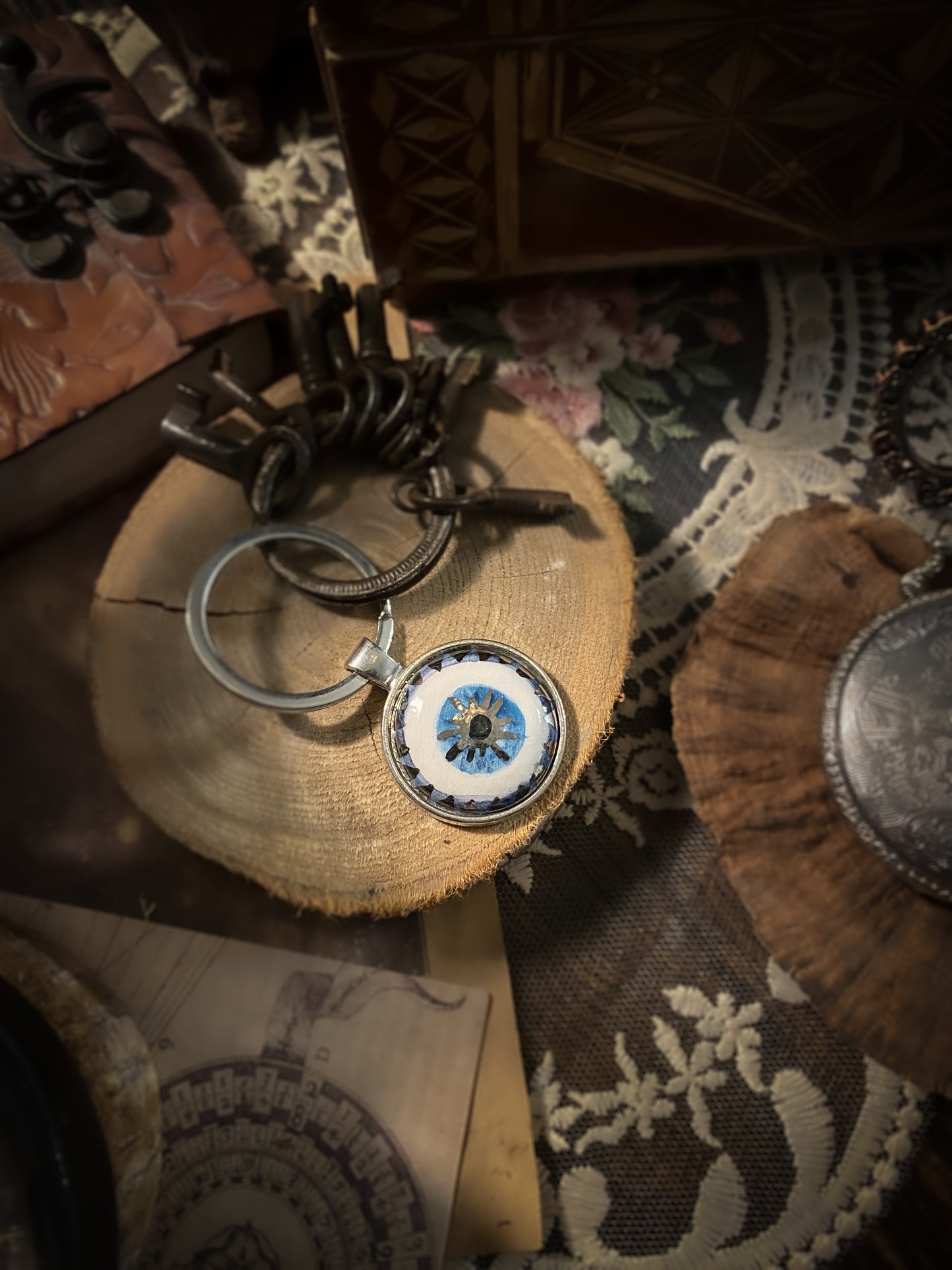 Nazar Eye Keyrings | Portachiavi in Ceramica e Lustri Oro e Platino