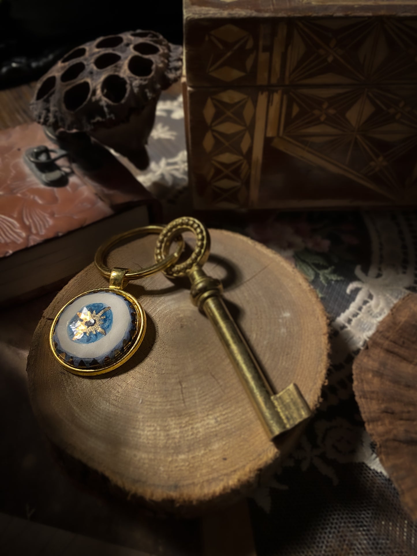 Nazar Eye Keyrings | Portachiavi in Ceramica e Lustri Oro e Platino