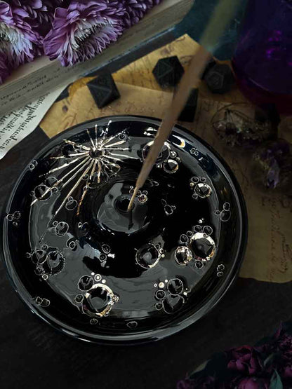 Black and Platinum Full Moon | Porta incenso Luna in Ceramica
