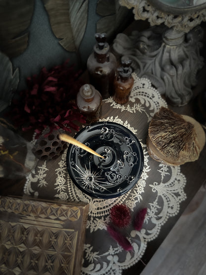 Black and Platinum Full Moon | Porta incenso Luna in Ceramica
