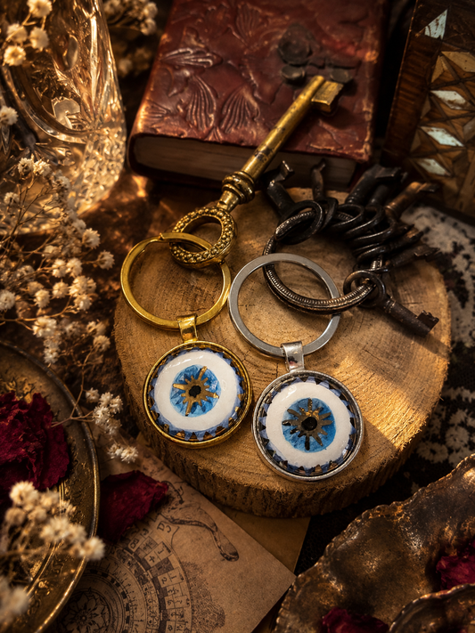 Nazar Eye | Portachiavi in Ceramica e Lustri Oro e Platino