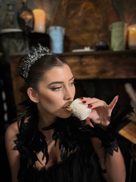 Baby Moonlight Gold | Tazzina Lunare in Ceramica e Lustro Oro e Madreperla