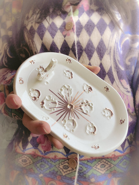 White and Rose Gold | Piattino Luna in Ceramica e Lustro Oro Rosa