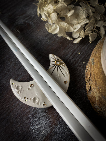 Sushi Moon Set | Bacchette, Porta Bacchette e Ciotola in Ceramica