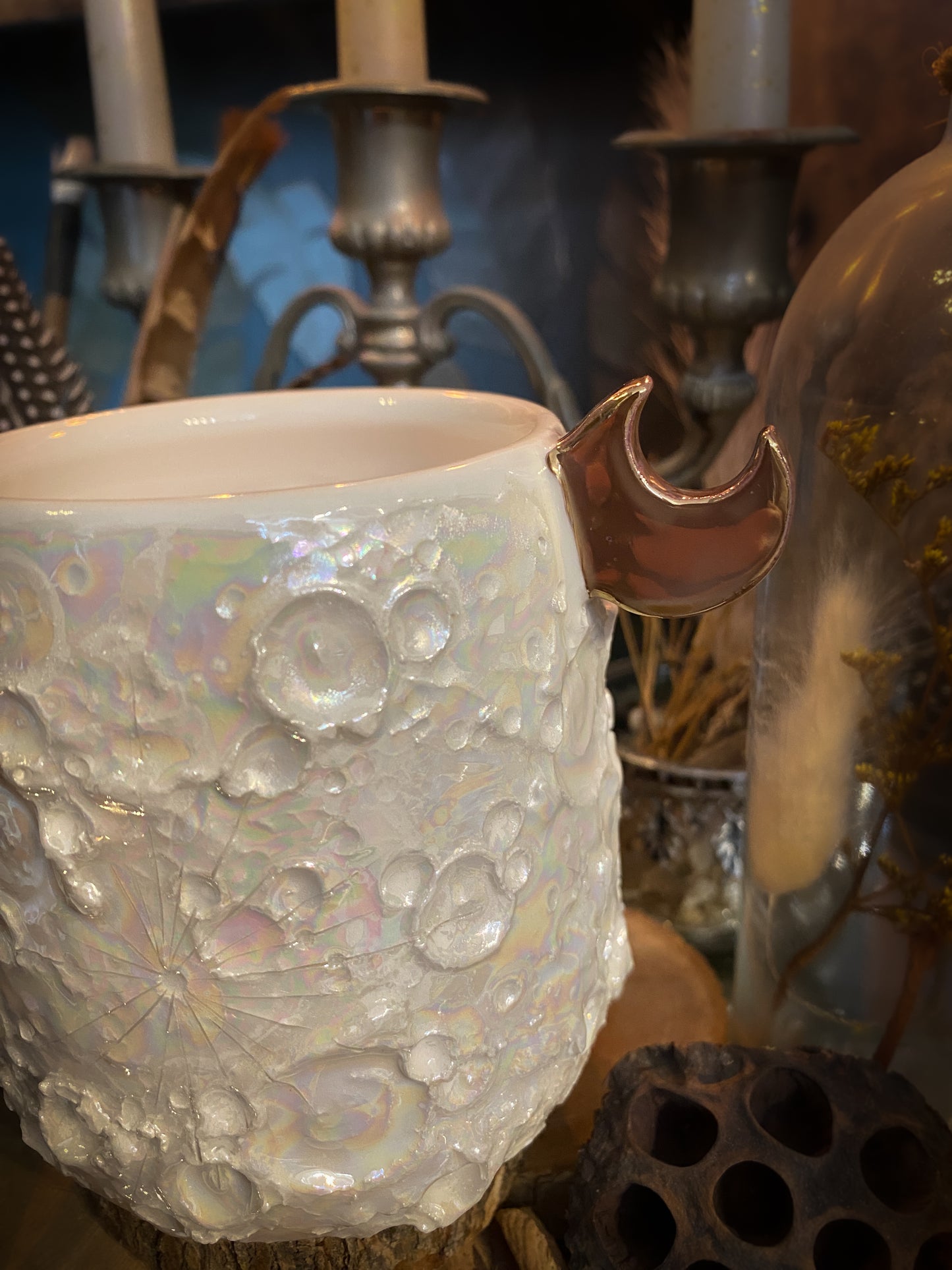 Moonlight Rose Gold | Tazza Lunare in Ceramica e lustro Oro Rosa e Madreperla
