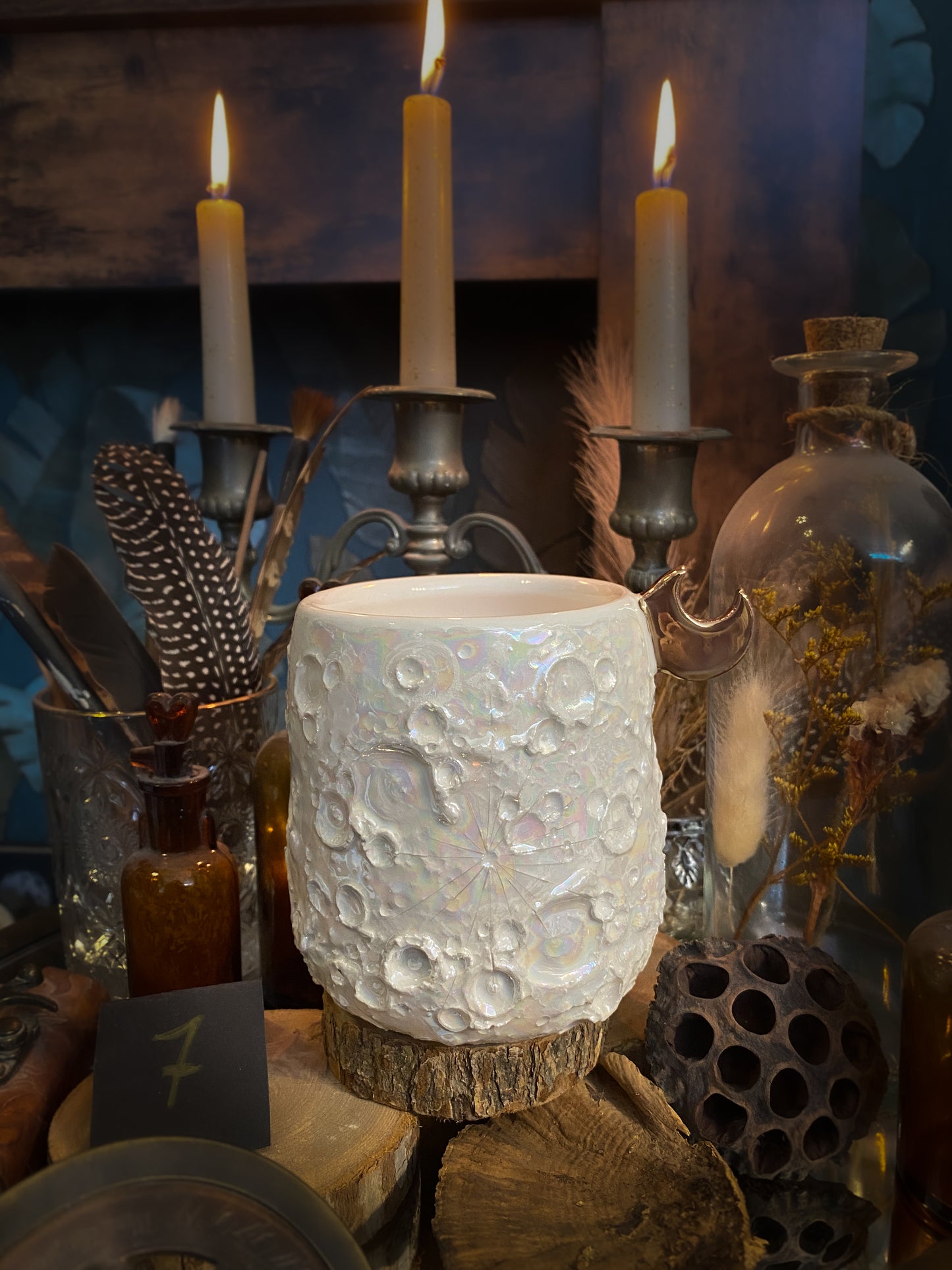 Moonlight Rose Gold | Tazza Lunare in Ceramica e lustro Oro Rosa e Madreperla