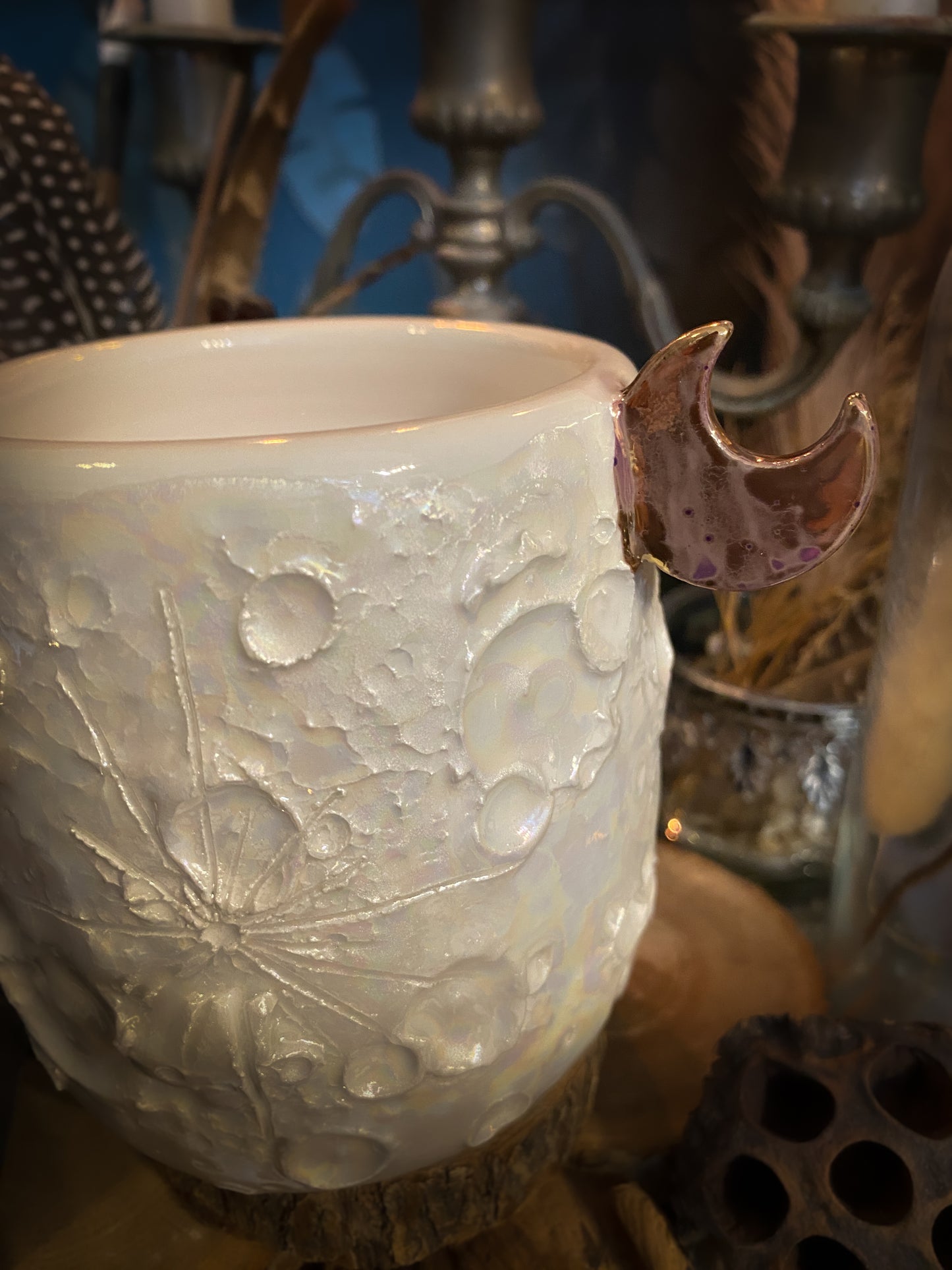 Moonlight Rose Gold | Tazza Lunare in Ceramica e lustro Oro Rosa e Madreperla