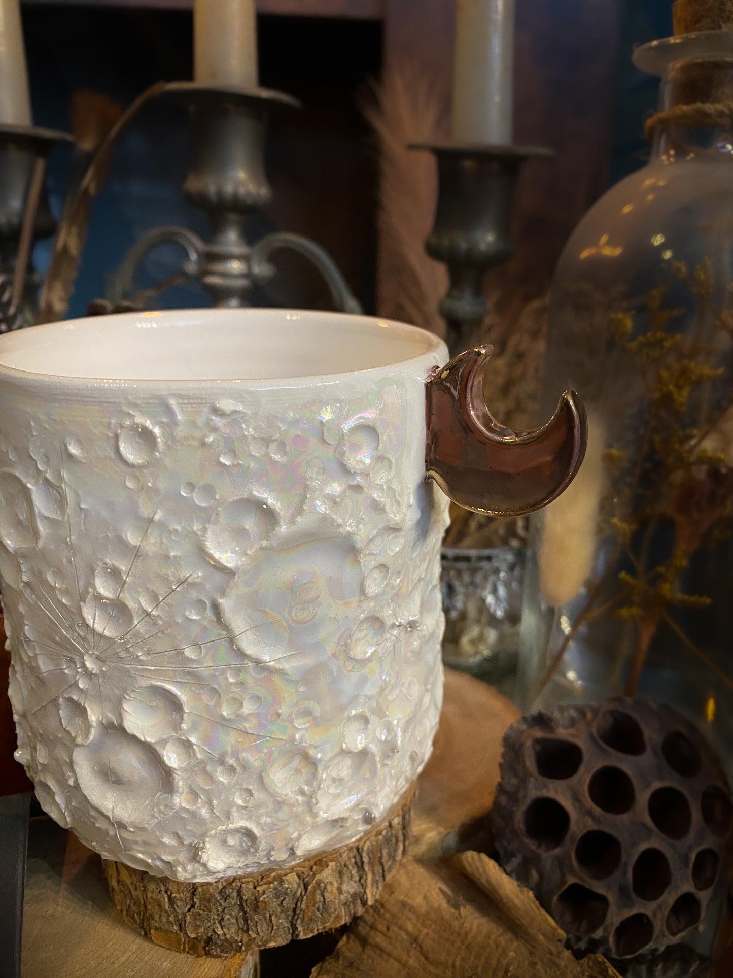 Moonlight Rose Gold | Tazza Lunare in Ceramica e lustro Oro Rosa e Madreperla