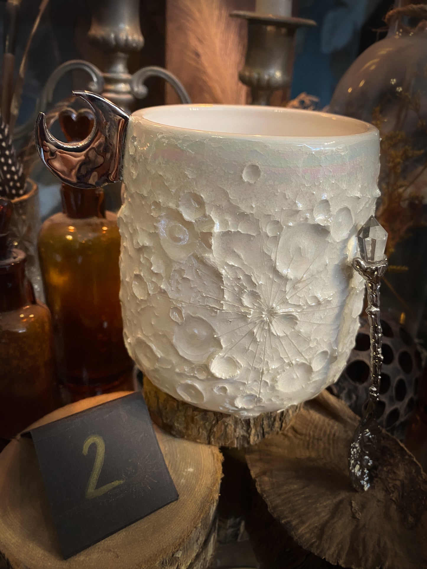 Moonlight Platinum| Tazza Lunare in Ceramica e lustro Platino e Madreperla