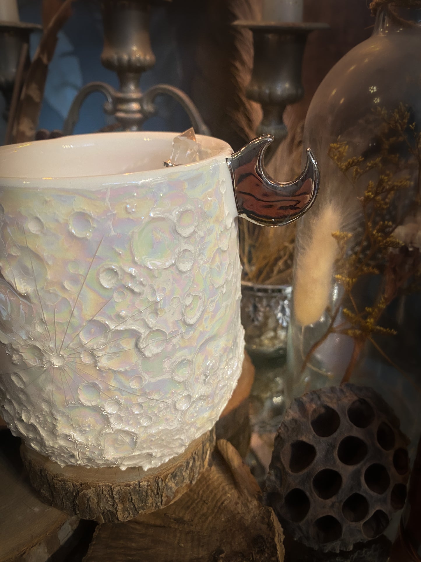 Moonlight Platinum| Tazza Lunare in Ceramica e lustro Platino e Madreperla