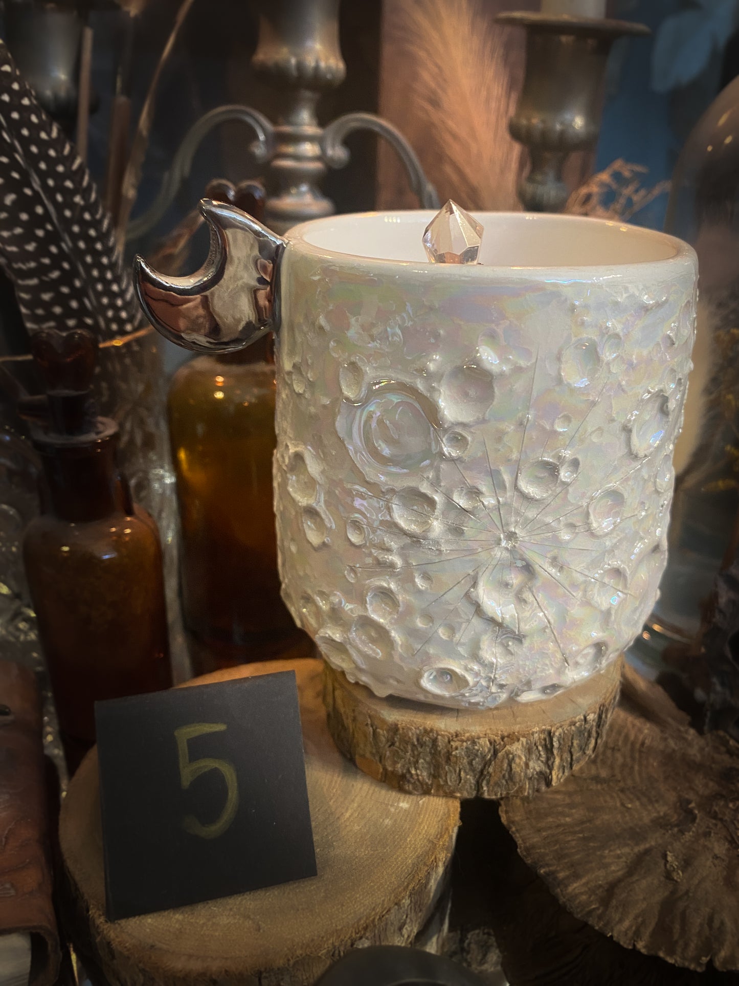 Moonlight Platinum| Tazza Lunare in Ceramica e lustro Platino e Madreperla