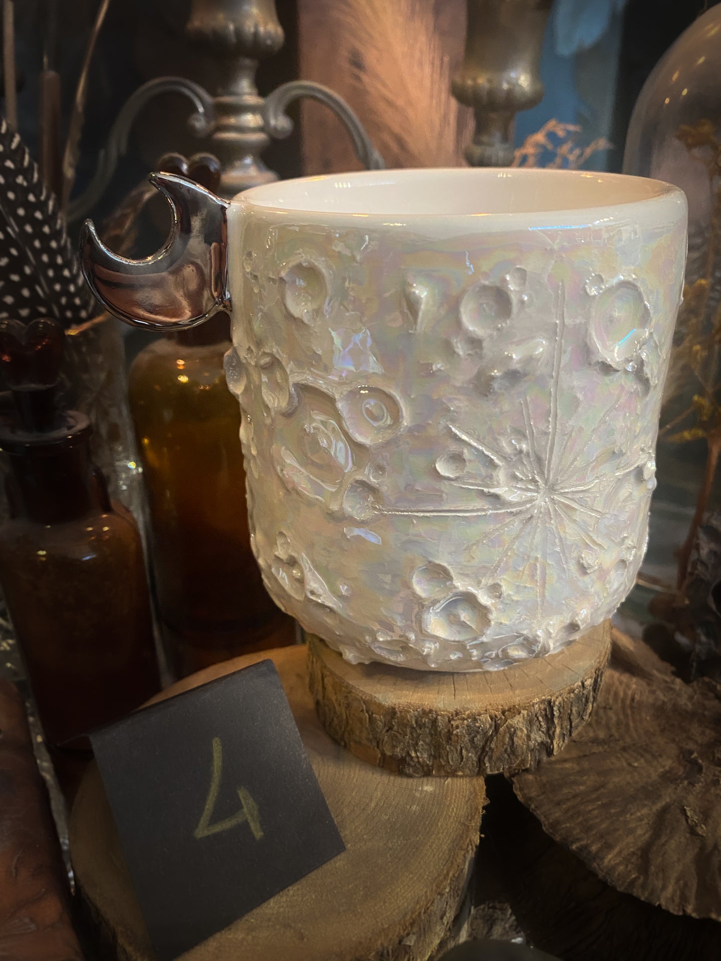 Moonlight Platinum| Tazza Lunare in Ceramica e lustro Platino e Madreperla