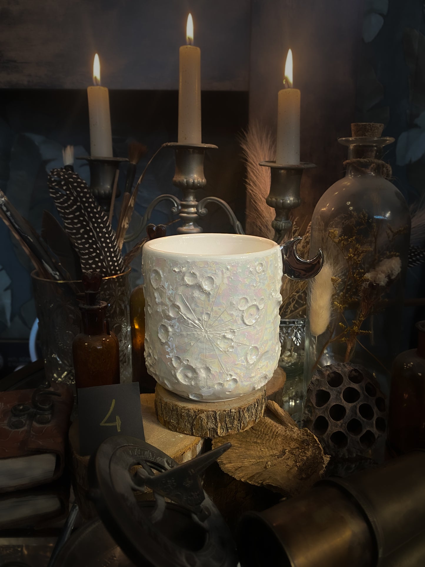 Moonlight Platinum| Tazza Lunare in Ceramica e lustro Platino e Madreperla