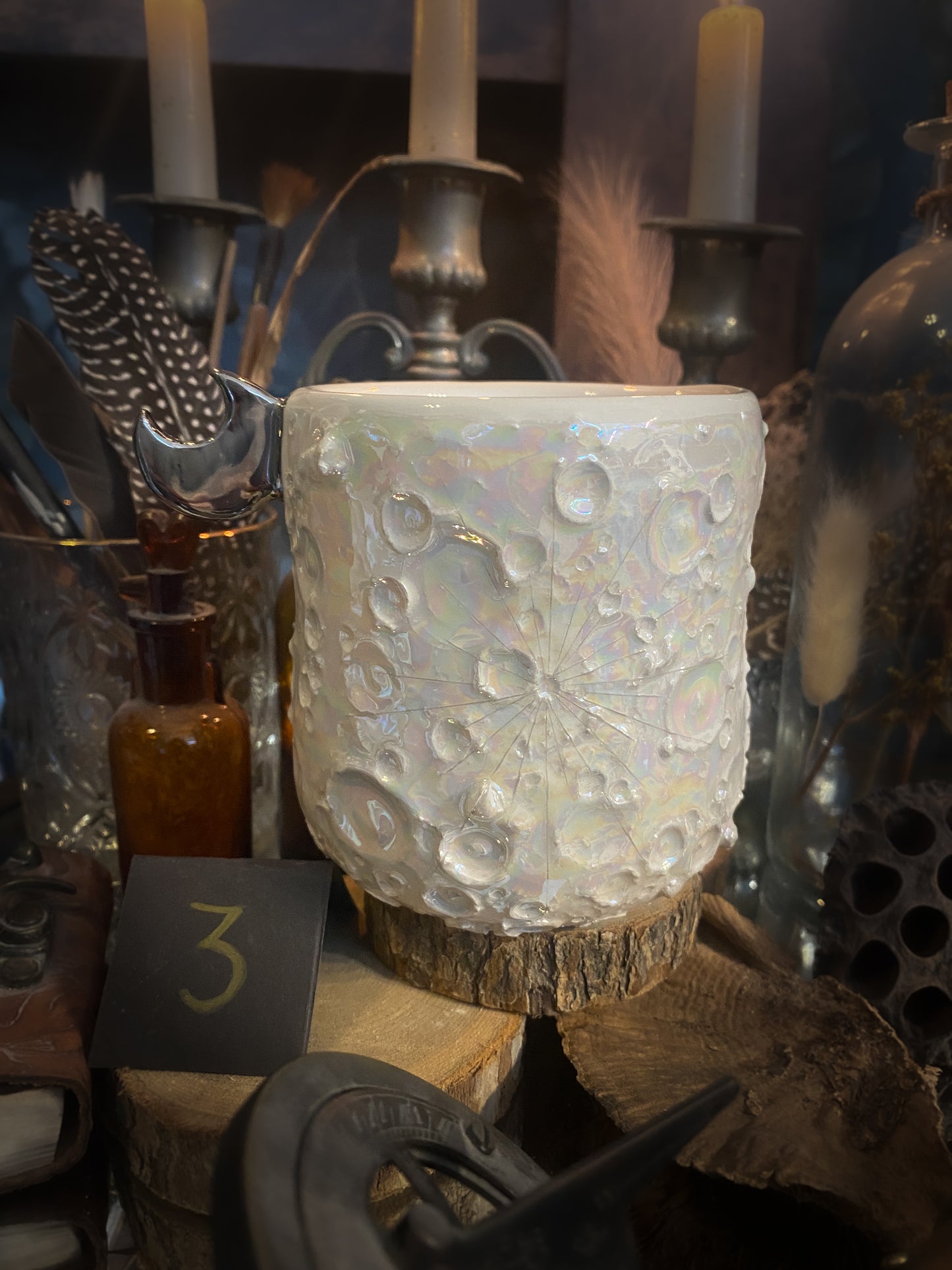 Moonlight Platinum| Tazza Lunare in Ceramica e lustro Platino e Madreperla