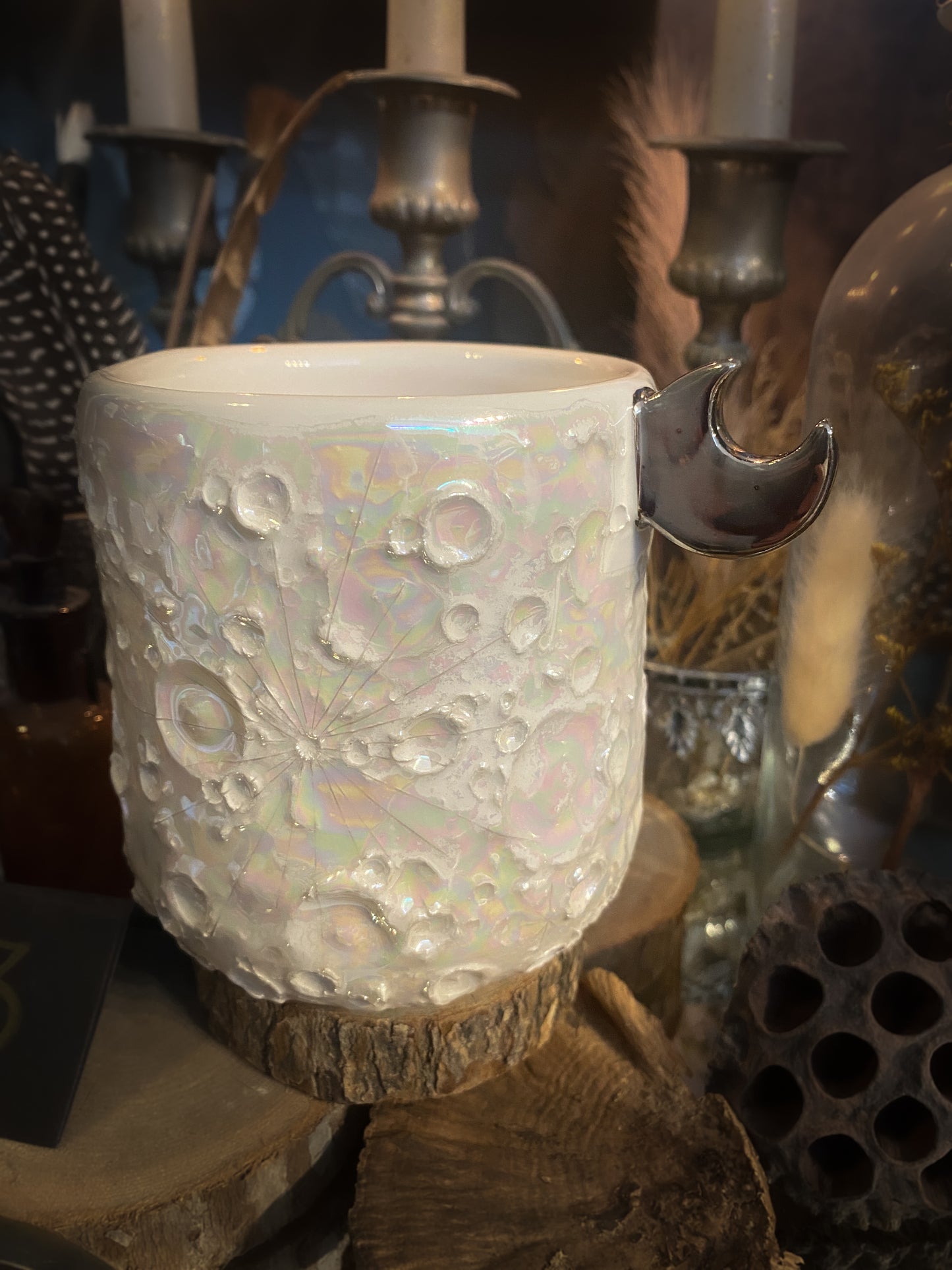 Moonlight Platinum| Tazza Lunare in Ceramica e lustro Platino e Madreperla