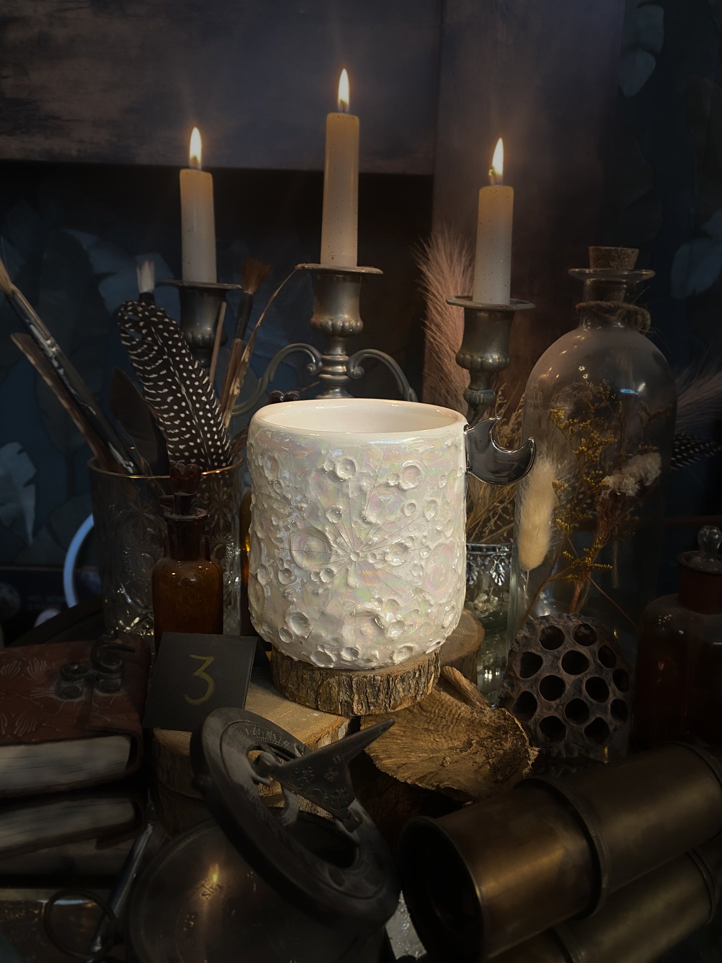 Moonlight Platinum| Tazza Lunare in Ceramica e lustro Platino e Madreperla