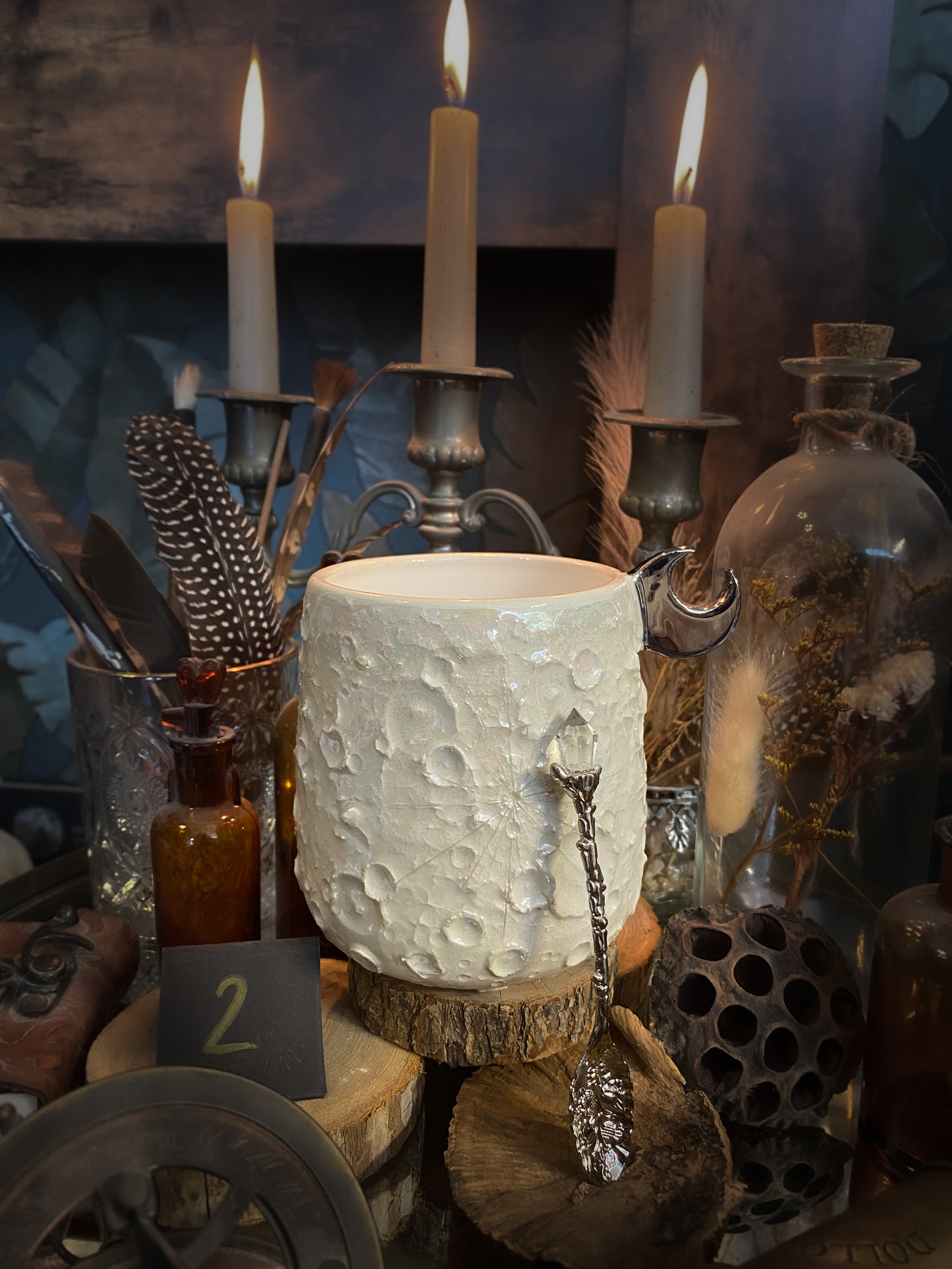 Moonlight Platinum| Tazza Lunare in Ceramica e lustro Platino e Madreperla