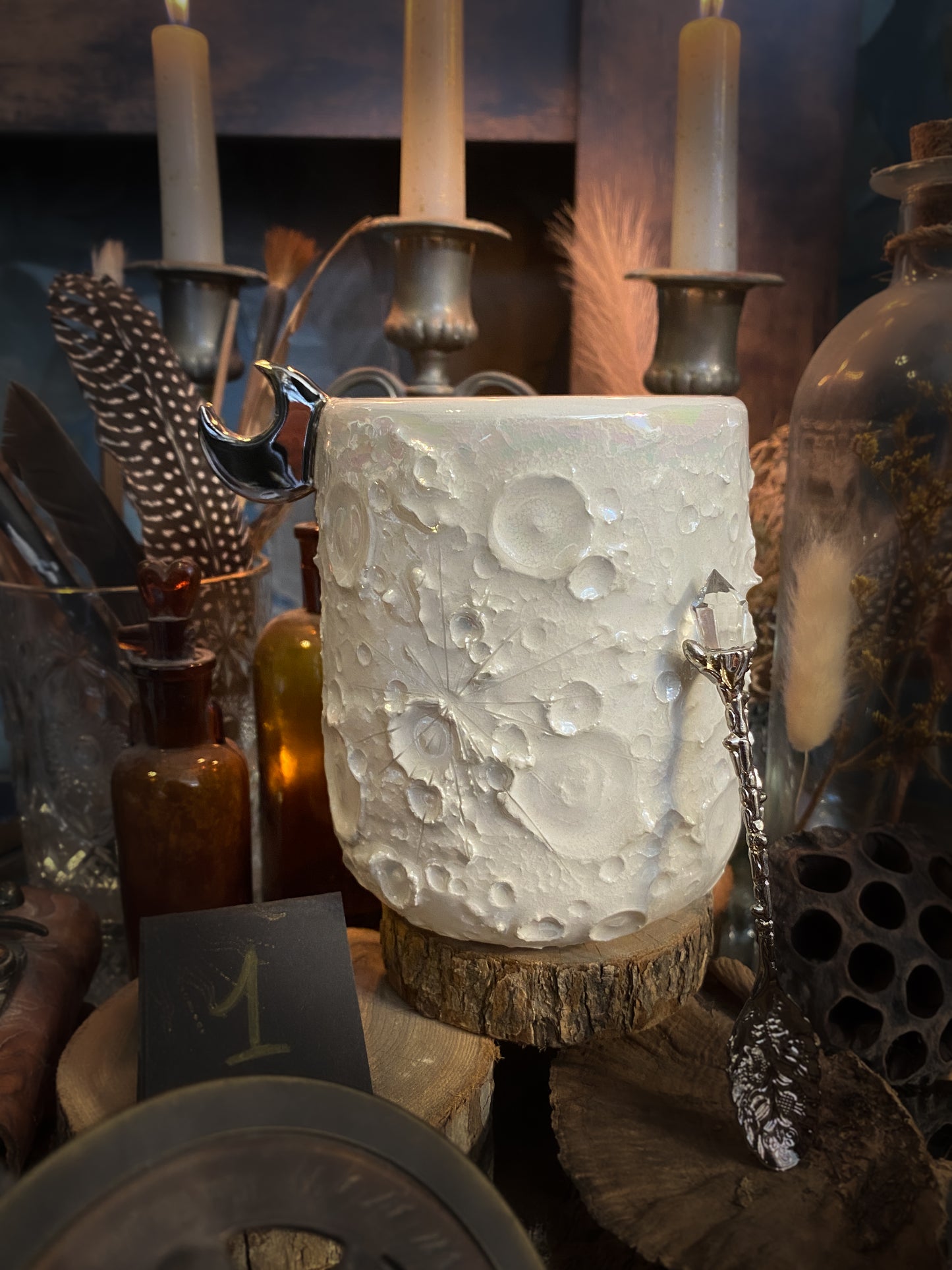 Moonlight Platinum| Tazza Lunare in Ceramica e lustro Platino e Madreperla