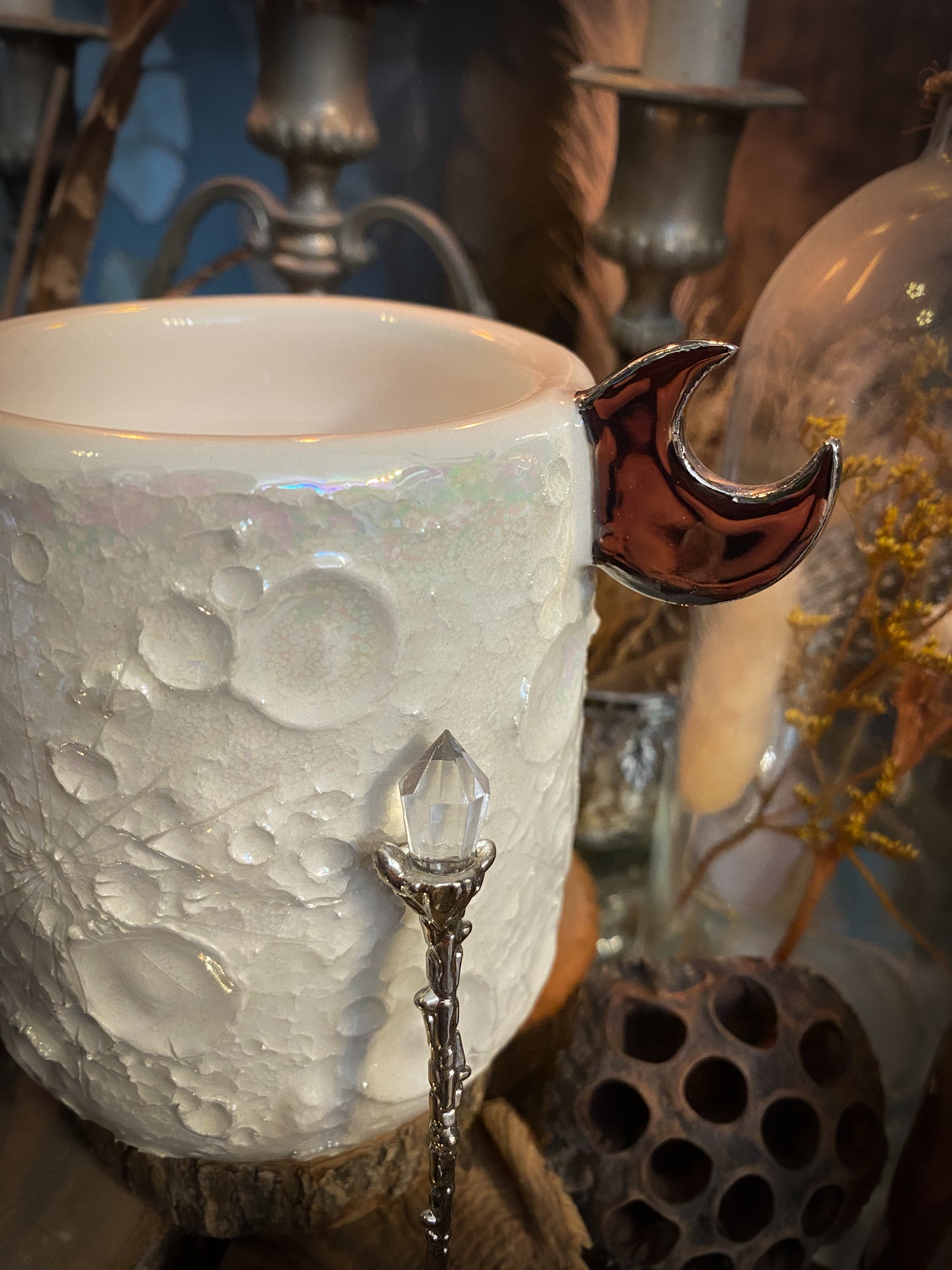 Moonlight Platinum| Tazza Lunare in Ceramica e lustro Platino e Madreperla