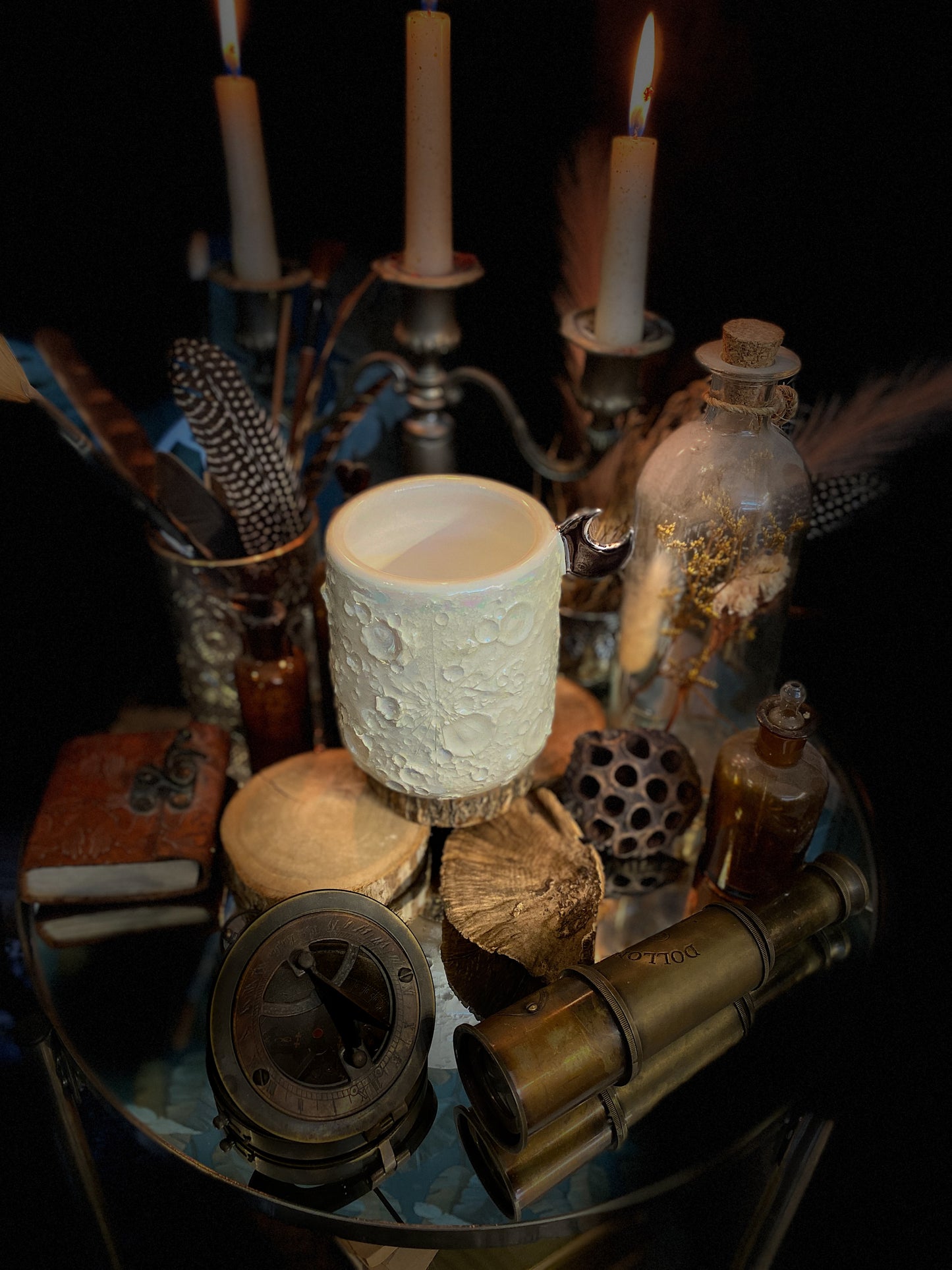 Moonlight Platinum| Tazza Lunare in Ceramica e lustro Platino e Madreperla