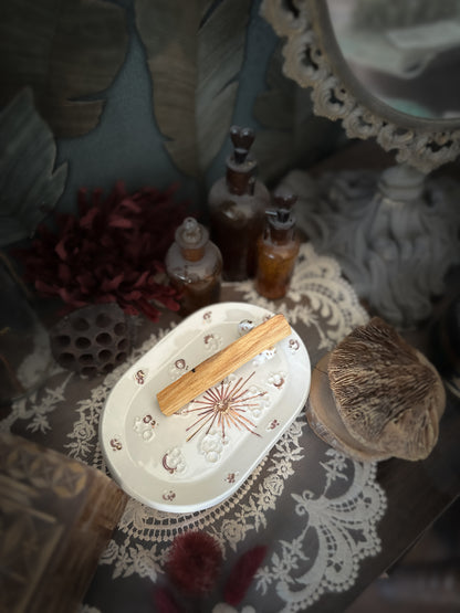 White and Rose Gold | Piattino Luna in Ceramica e Lustro Oro Rosa