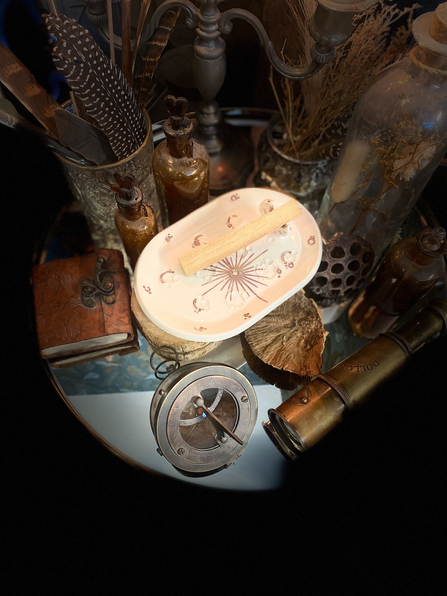 White and Rose Gold | Piattino Luna in Ceramica e Lustro Oro Rosa